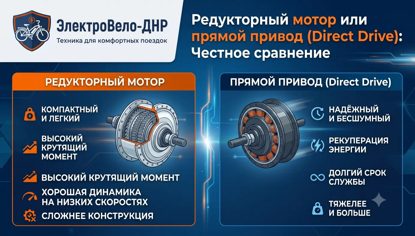 Редукторный мотор или прямой привод электровелосипеда: сравнение Редукторный мотор или прямой привод электровелосипеда: сравнение