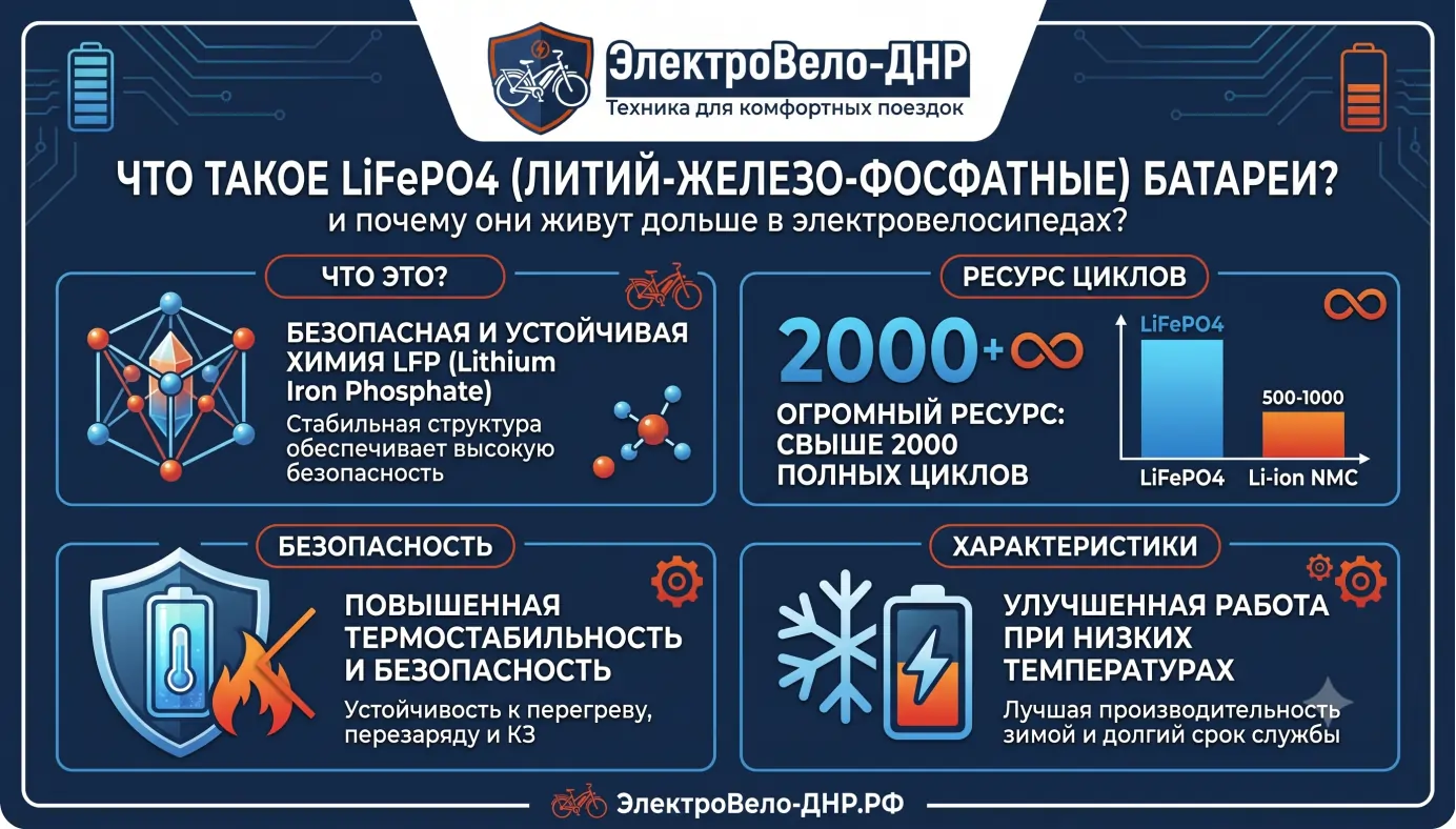 Что такое LiFePO4 (литий-железо-фосфатные) батареи и почему они живут дольше в электровелосипедах? Что такое LiFePO4 (литий-железо-фосфатные) батареи и почему они живут дольше в электровелосипедах?